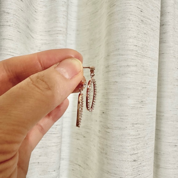 925 Sterling Silver Rose Gold Mini Dangle Earrings - Picture 4 of 5